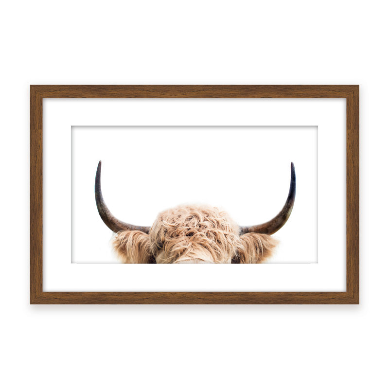 Nature Inspired Peeking Cow by  - Picture Frame Photograph on Paper, 32" H x 48" W x 1.125" D, Framed Print, Brown