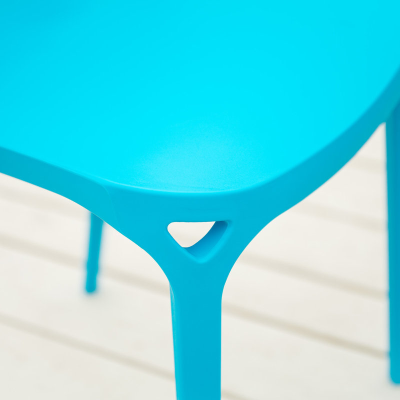 Genica Stacking Patio Dining Side Chair, Blue