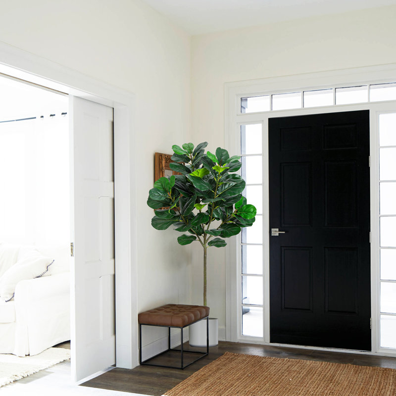 62.4'' Faux Fiddle Leaf Fig Tree Tree in Cement Pot