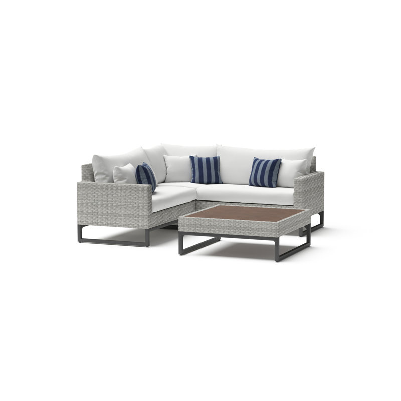 Sameko Outdoor 4 - Piece Conversation Set, Gray, Cast Coral Sunbrella® Plainweave