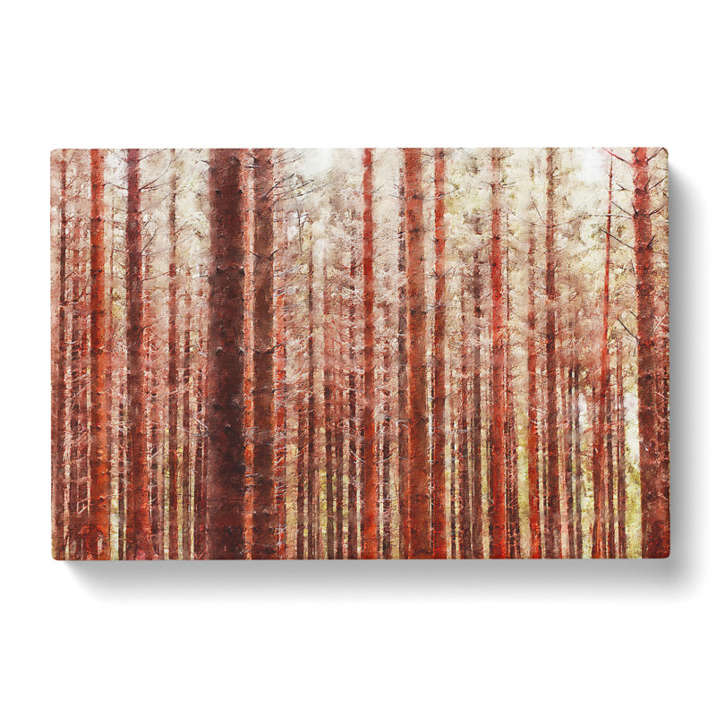 Red Forest In The Autumn Painting - Wrapped Canvas, 60cm H x 91cm W x 3cm D
