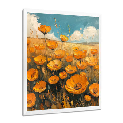 Orange Blue Buttercup Meadow Bliss - Buttercups Wall Art