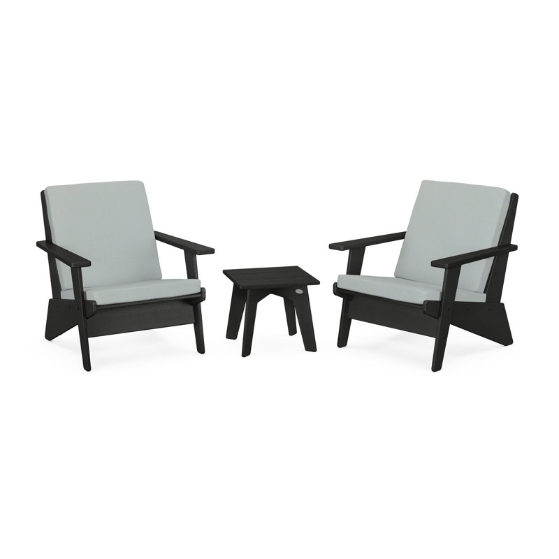 Riviera Modern Lounge 3-Piece Set, Black, Spa