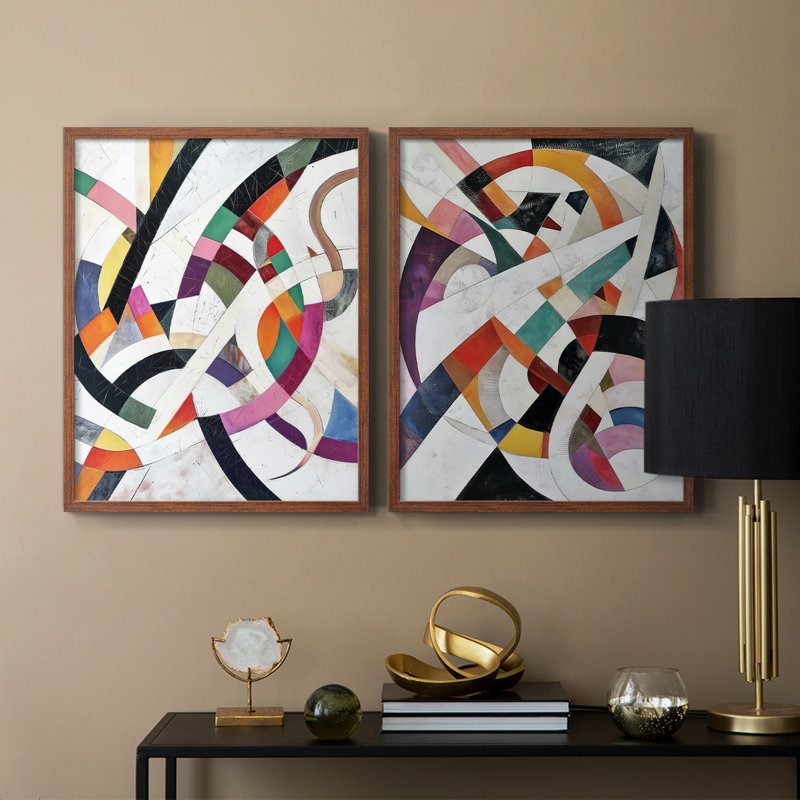 ABSTRACT Series LXVI-Premium Framed Print -Ready to Hang - No Nails Required - No Nails Required, 29" H x 46" W, Walnut