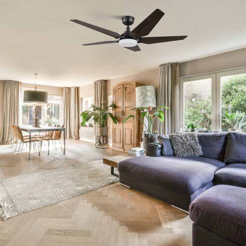 52" Smart Ceiling Fan with Remote, LED Light kit, DC Motor, Downrod Included.