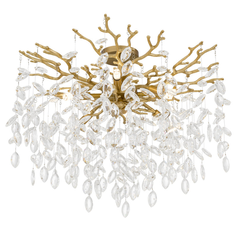 Plafonnier semi-encastré 8 lumières Isobel, Or brossé