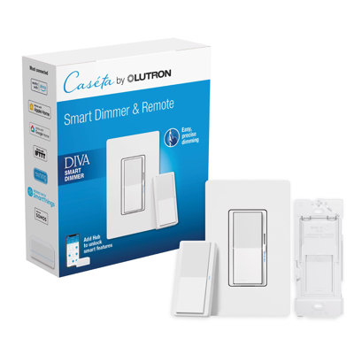 Gradateur et télécommande intelligents à 3 voies Lutron Diva - blanc, paquet de 1