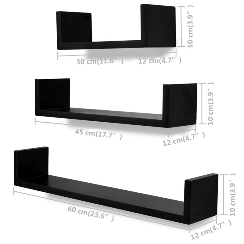 Jaquory 6 -Piece Floating Shelf, Black