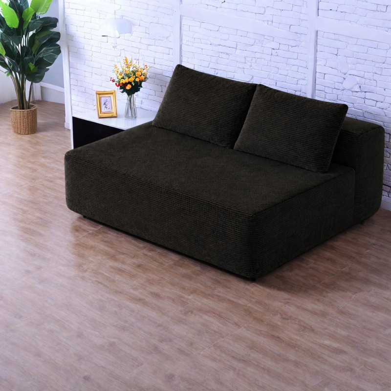 Compression Sectionals, Corduroy 57 Inch Compact Modern Couch for Home