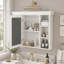 Armoire de rangement murale moderne pour salle de bain de 90 cm (35,5 pouces) avec porte-miroir et 6 tablettes ouvertes-495600345