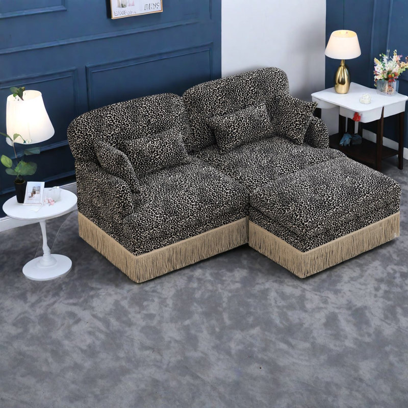 Canapés modulaires à assise profonde, salon moderne léopard chenille