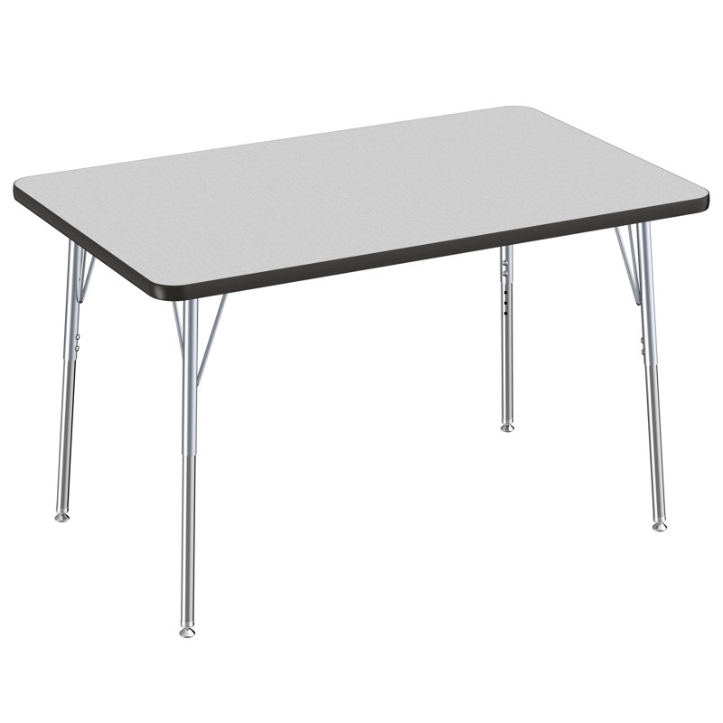 Rectangle Contour Activity Table with Adjustable Legs, 30" x 48", Standard Swivel Glide, Grey with Black