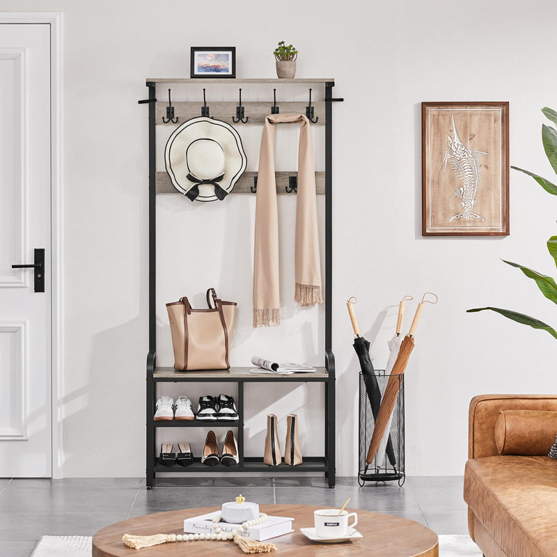 Adrash Hall Tree 84cm Wide, Black/Grey