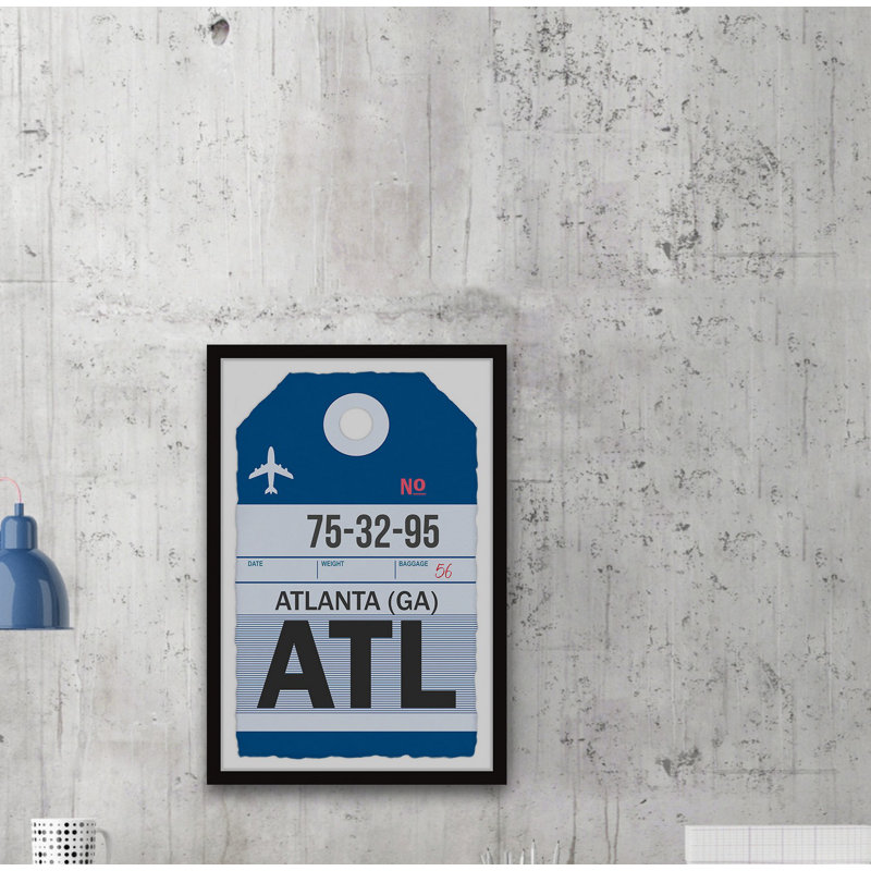 «Atlanta L bagage» - Reproduction d'art graphique sur papier encadrée, H 36 po x l 24 po x 1,5 po