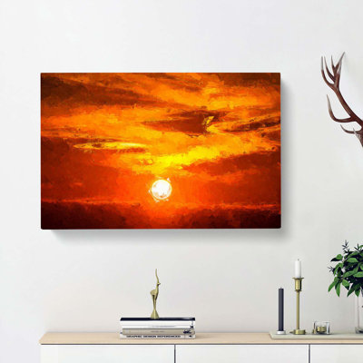 Striking Orange Sunset in Abstract - Wrapped Canvas Painting Print