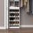 Modular Stackable Shoe Shelf Unit With Adjustable Angled Shelves And Decorative Trim For Closet Organization