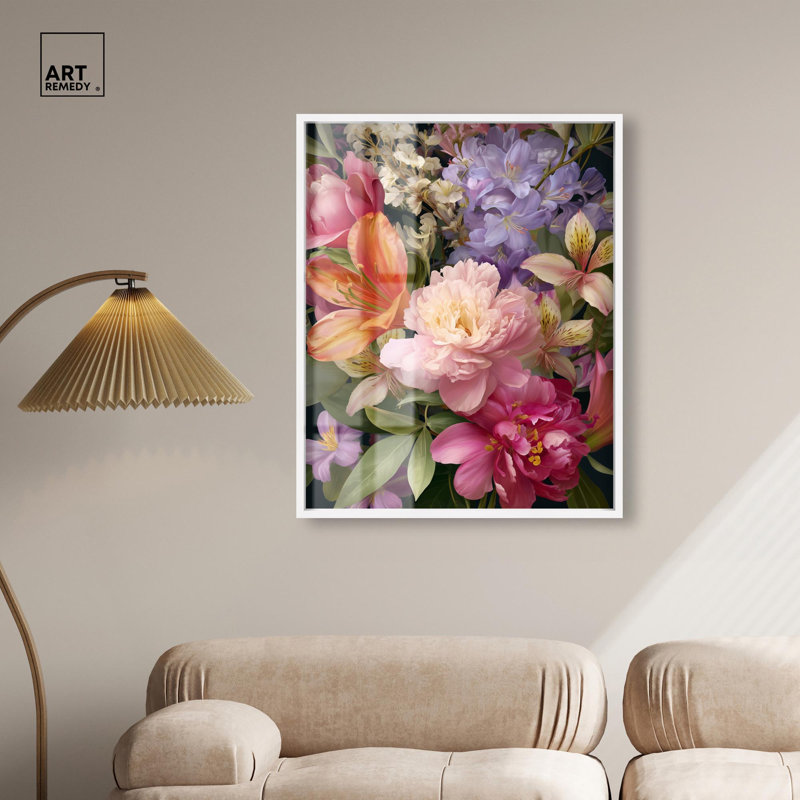 «Overflowing Bloom III Shadowbox Print Flower Art Pints» par Art Remedy, cadre blanc, 30 x 36, H 37 po x l 31 po, Cadre blanc