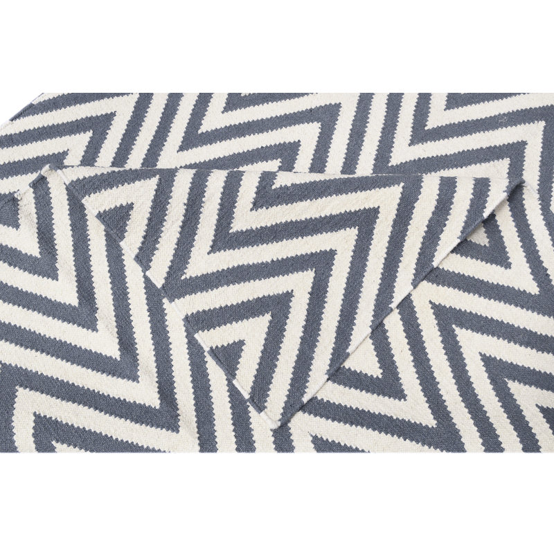 Chevron Wool Hand Woven Area Rug, Rectangle 60 x 90cm