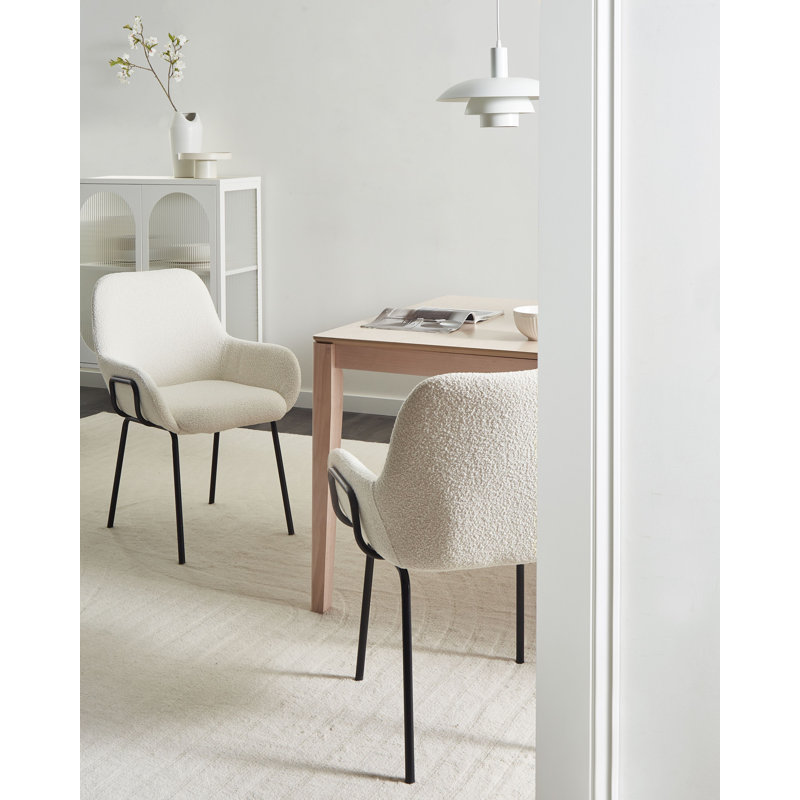 47cm H Boucle Upholstered Upholstered Back Armchair, White
