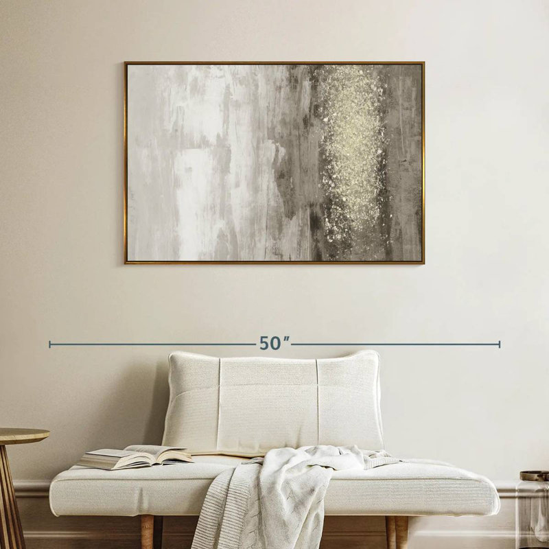 Pluie scintillante I, Cadre flottant doré, 40 po x 27 po