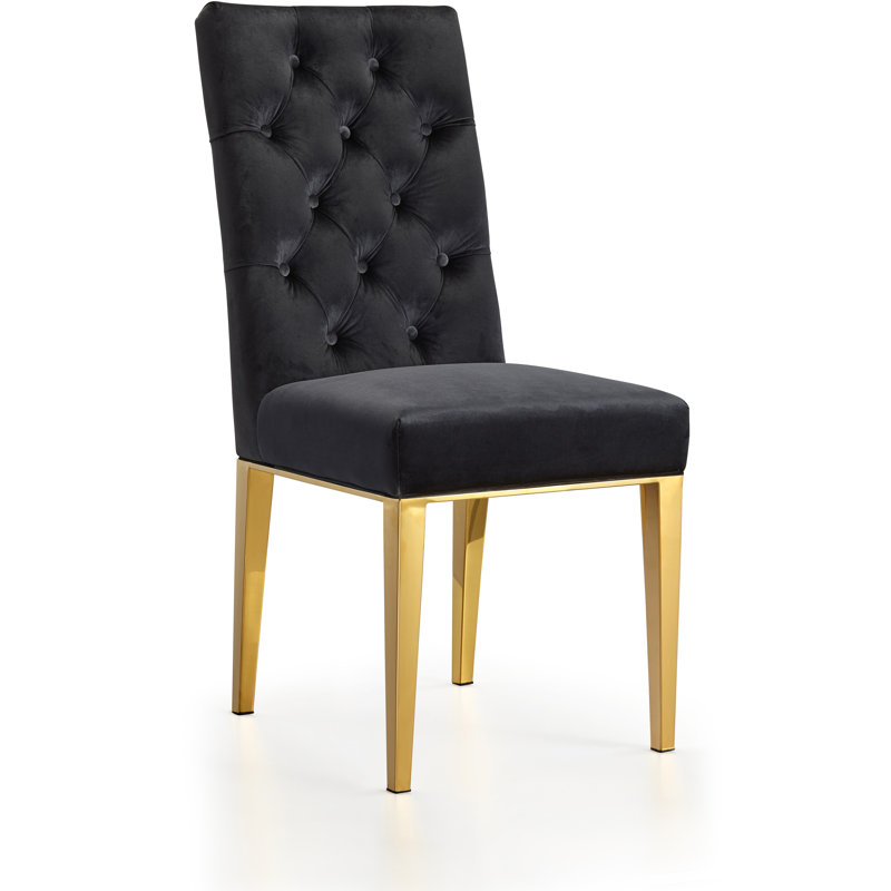 Chaise parsons rembourrée Wilham, Velours noir