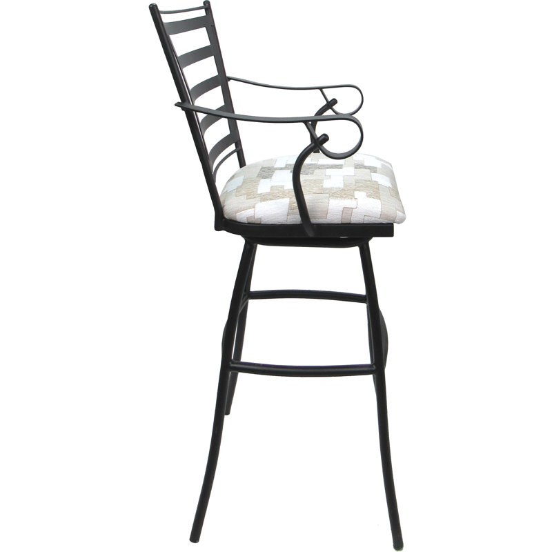Tabouret de comptoir extérieur d'extérieur 26 po avec accoudoirs, Gris, Tanné