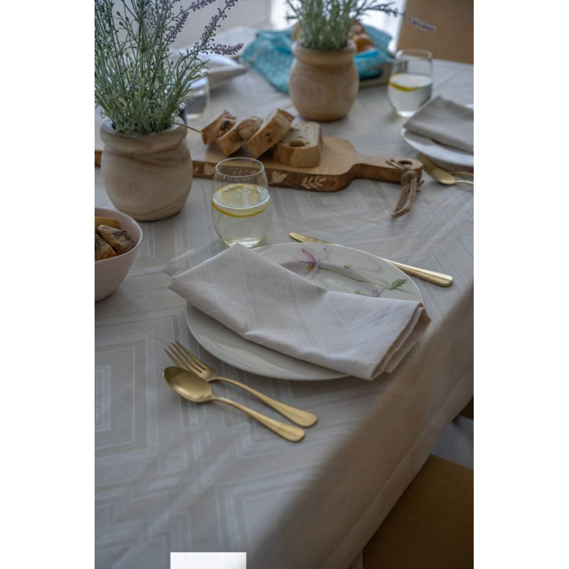 Brussels Geometric Tablecloth, Taupe