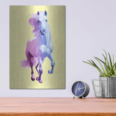 Art mural en métal Ivy Bronx «Minimal Yelow Horse» par Mark Ashkenazi