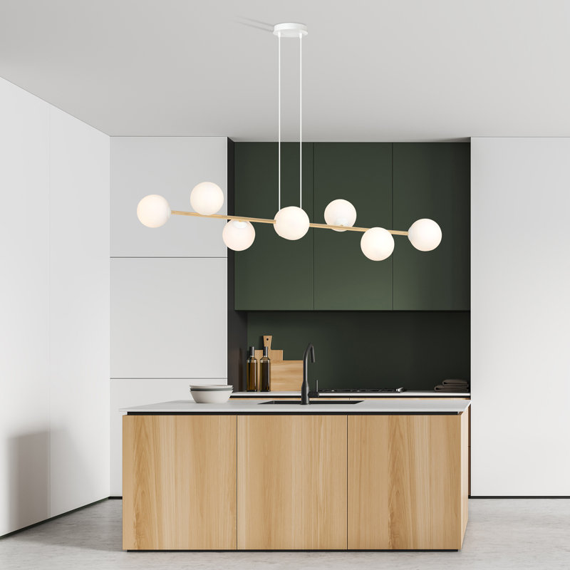 Ambyr 8 - Light Kitchen Island Pendant, White, White