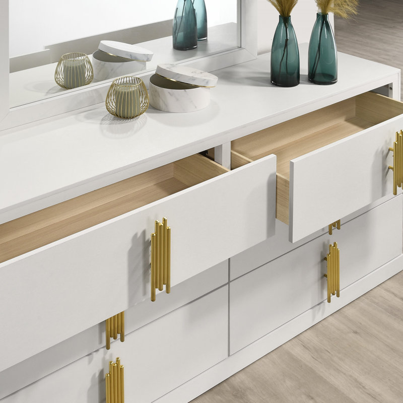 Commode 6 tiroirs avec miroir Newcastleton
