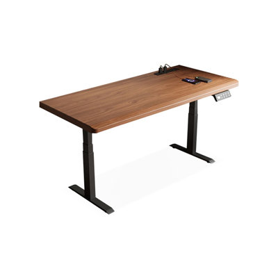 Bureau debout rectangulaire en bois massif clair noyer clair