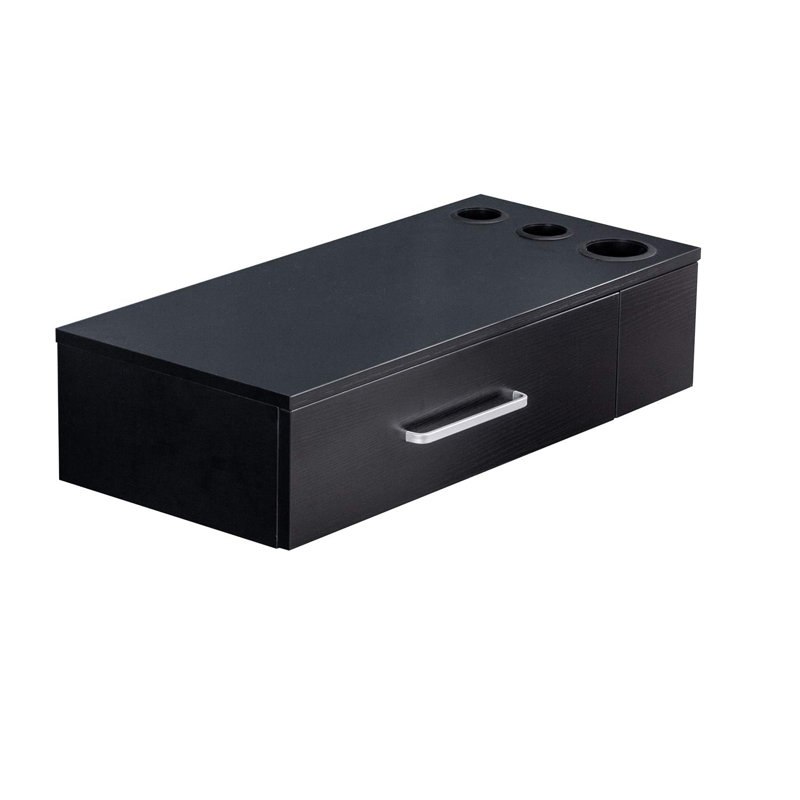 Grillo Wall Mount Styling Station Barber Spa Salon Drawer, Black