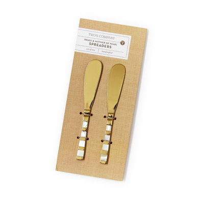 Set of 2 Mother of Pearl Spreaders with Brass & Stainless Steel