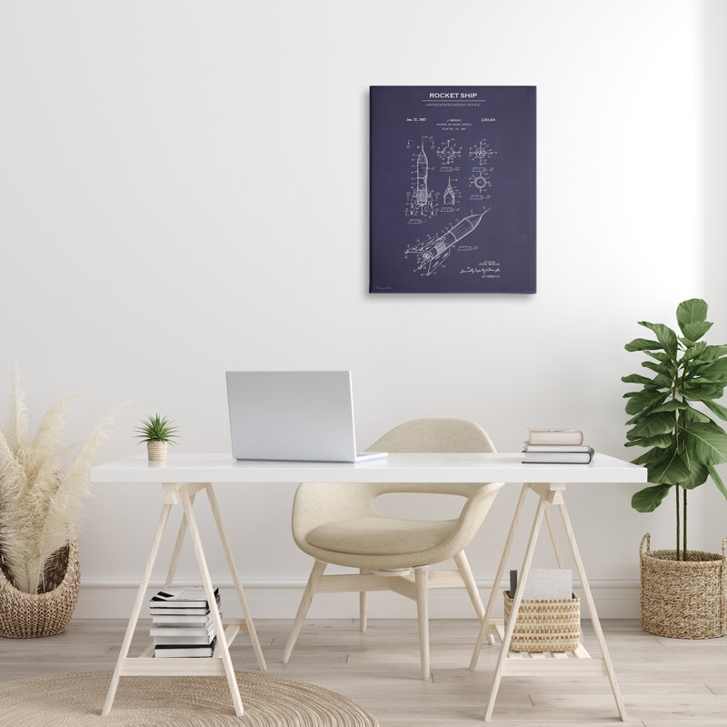 «Rocket Ship Blueprint Canvas» par Susan Ball, H 30 po x l 24 po