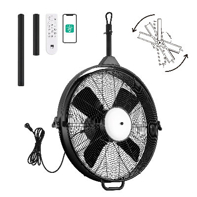 Ventilateur de plafond d'extérieur 24,8 po avec lumière à rotation manuelle manuelle à 360 degrés Ebern Designs - Étanche