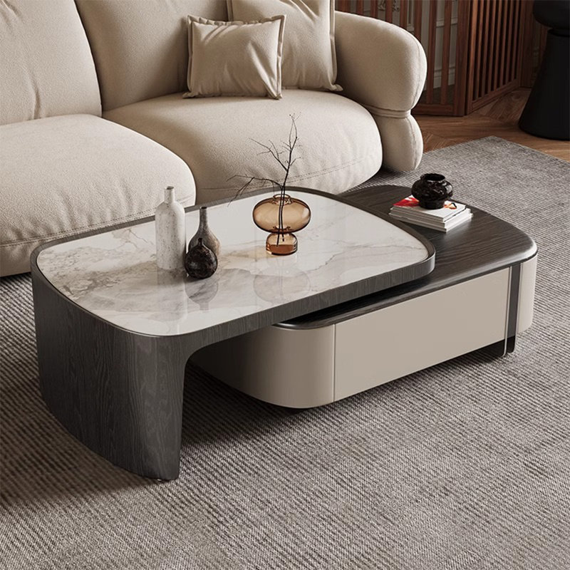 Multi-functional telescopic rock slab coffee table