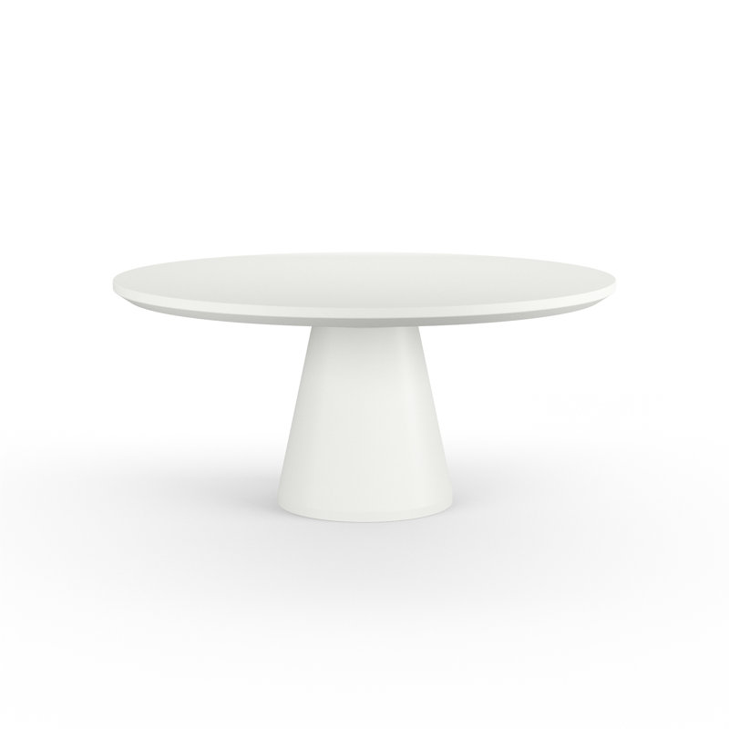 Delijah Outdoor Round Dining Table, Bone