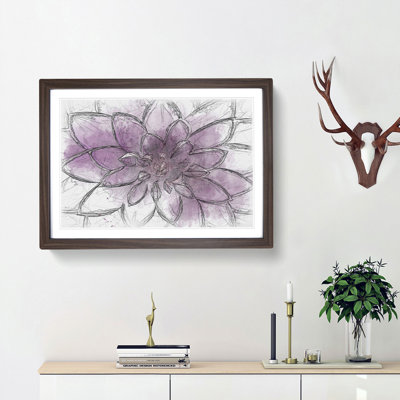 Pink Dahlia Flower Sketch - Picture Frame Graphic Art Print