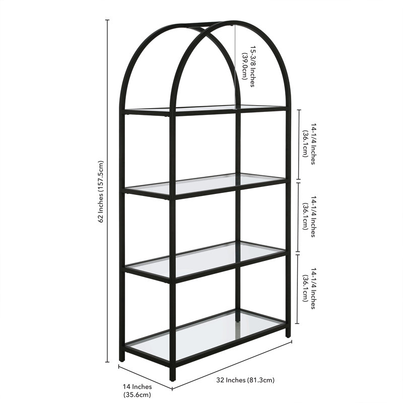 Morrone 157.5cm H x 81.3cm W Steel Standard Bookcase, Black