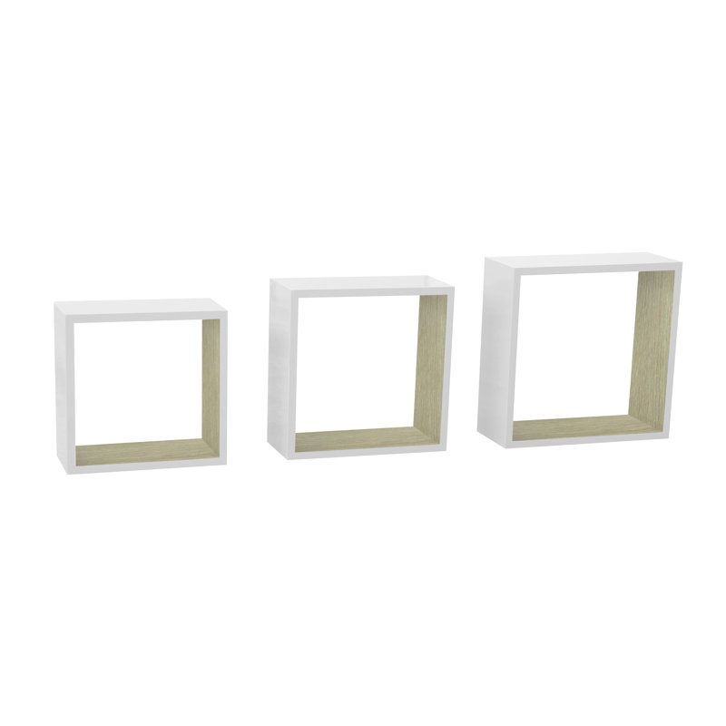 3 Piece Cube Shelf, Highgloss white and Sonoma oak