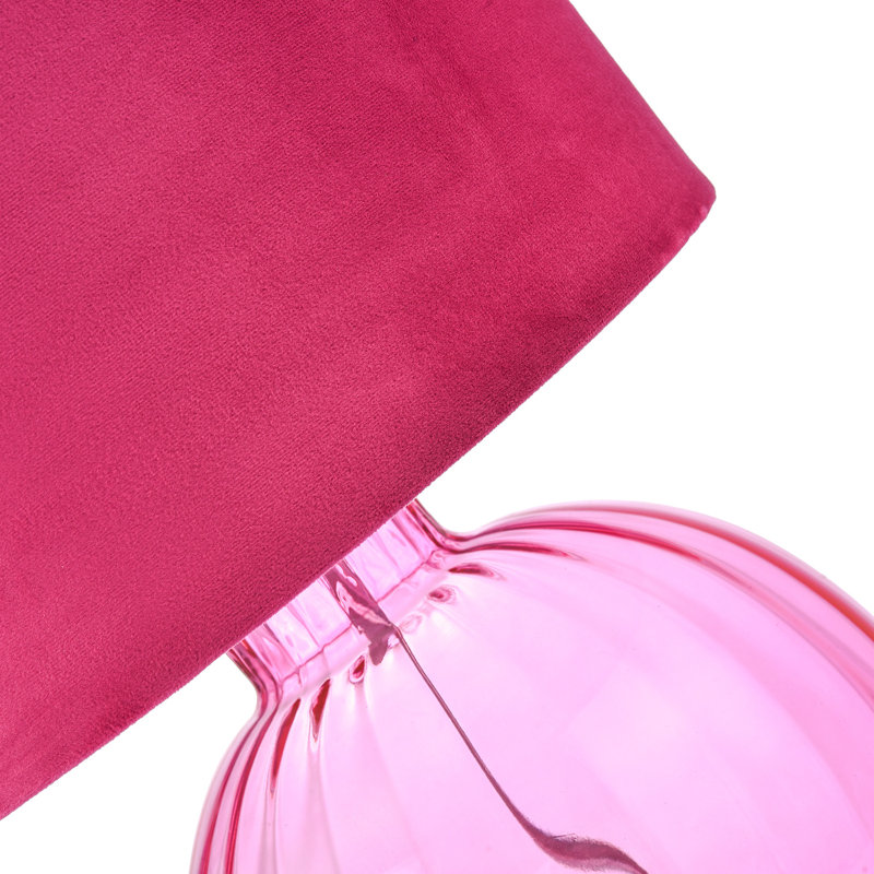 Mitzi Contemporary Ribbed Glass Table Lamp with Velvet Fabric Shade, Pink