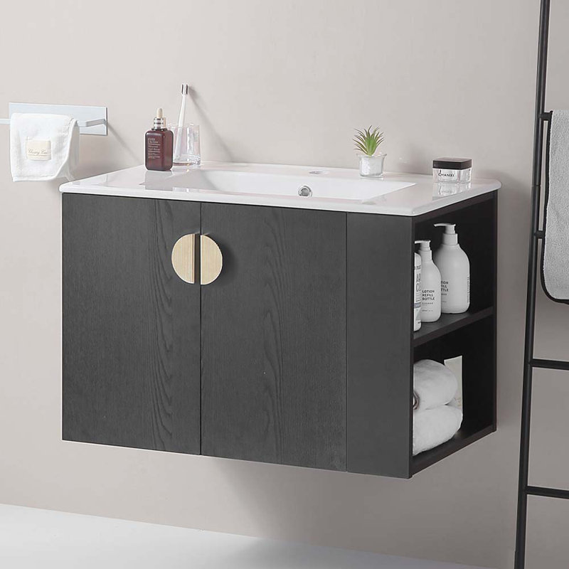 Ensemble de meuble-lavabo simple 30 po, Noir