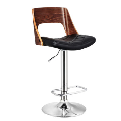 Style contemporain, tabouret de bar réglable, dossier, losange, siège courbé, hauteur, rotation sur 360 °, style rétro, noir, design américain, structure métallique moderne, finition pivotante, rotatif, look, support