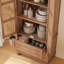 Armoire de cuisine 64 po en rotin avec 2 portes et tablettes réglables, armoire de rangement autoportante Farmhouse