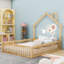 Lit double en bois en forme de maison rustique avec cheminée-1559264649