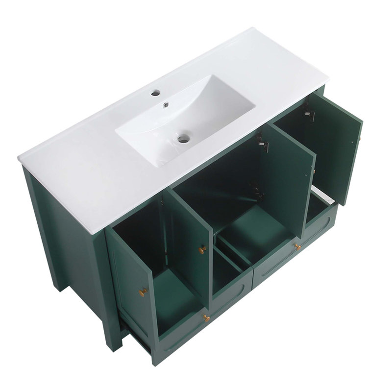 Ensemble de meuble-lavabo de salle de bain avec lavabo en résine, Green