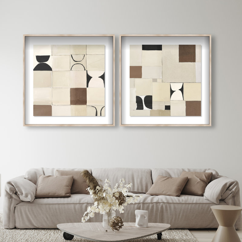 Boho Tiles Set by Oliver Gal, 41.5" H x 41.5" W, Natural Oak Shadowbox