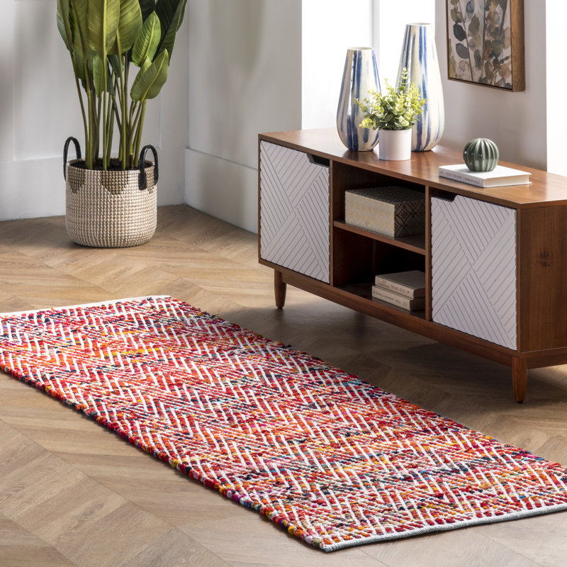 Tapis rouge / multicolore touffeté à la main Jymere, Rectangle 2 pi x 3 pi