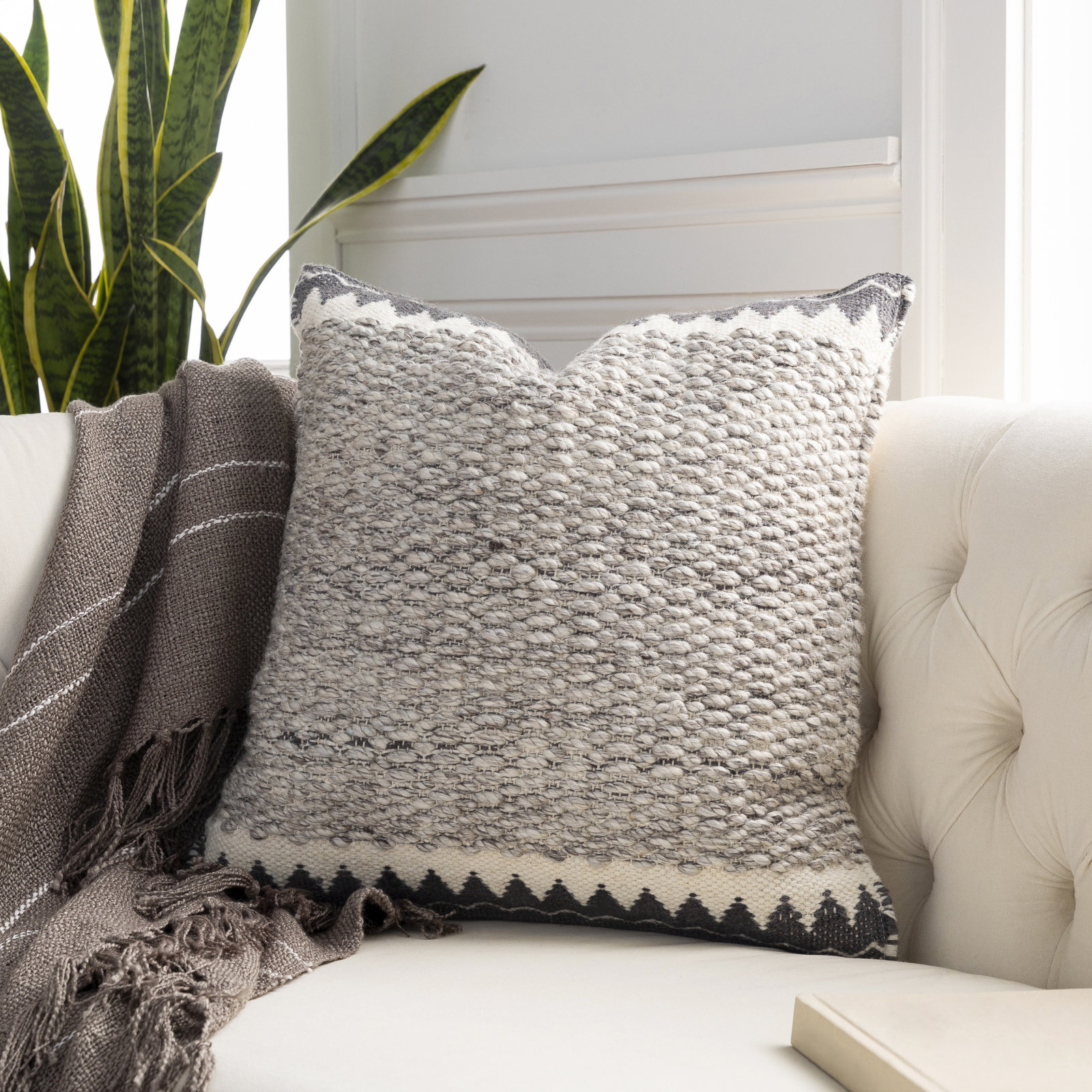 Reni Wool Throw Pillow, 22"H x 22"W, Polyester/Polyfill
