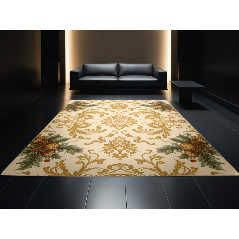 Soft Plush Faulk Christmas Modern & Contemporary Abstract Area Rug in Beige – Beige Binding, 8x10
